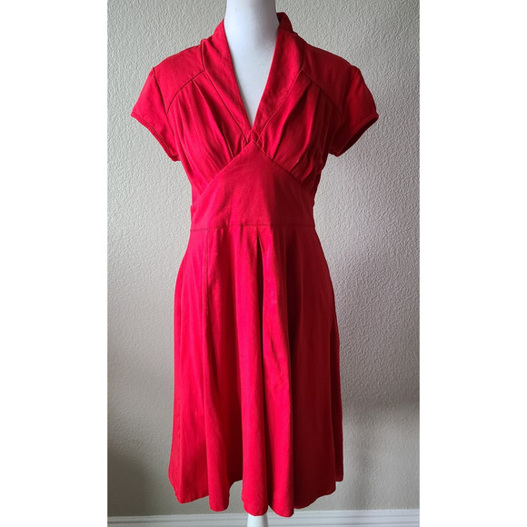 Eshakti Preppy Red Mini Women's Dress 8 Patriotic Cotton Spandex Stretch - Picture 1 of 11